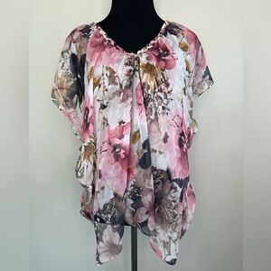 Sheer Floral Top, Size Small